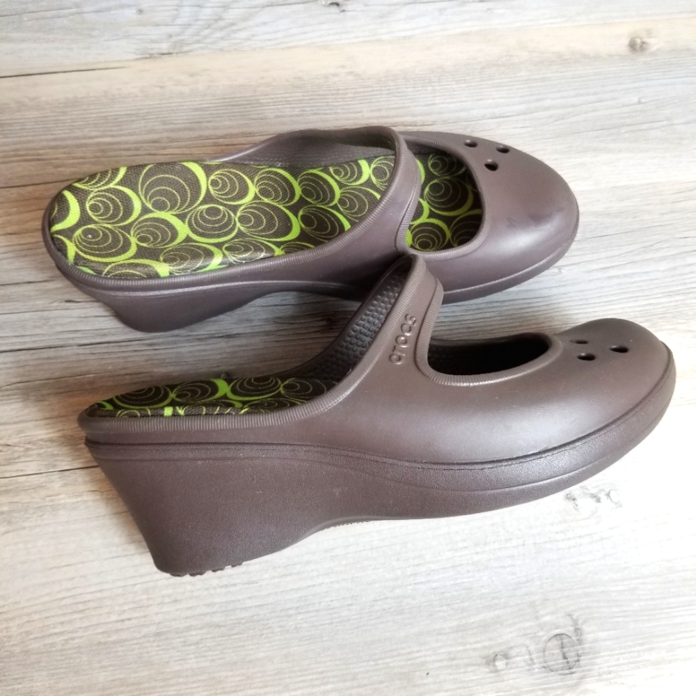 Crocs Frances Mary Jane Wedge Heel Clogs NWOT